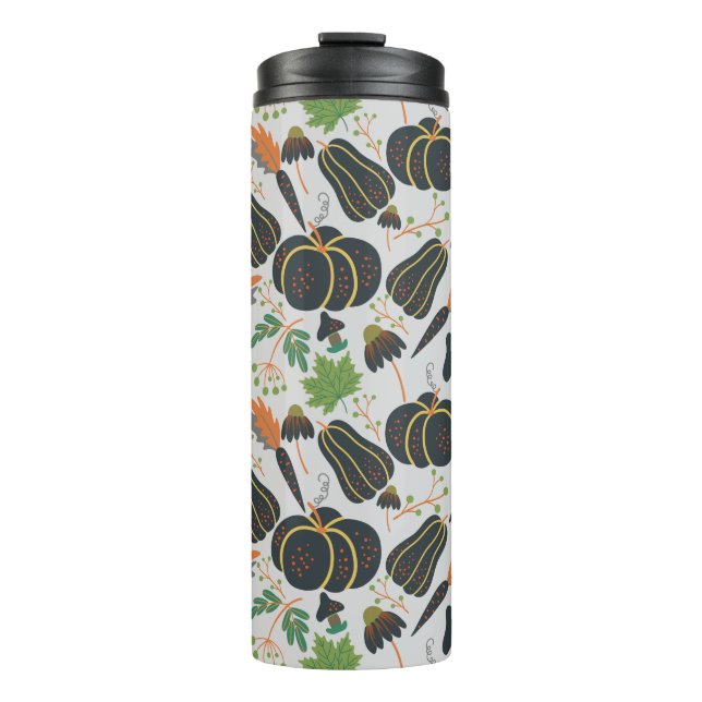 Garrafa Térmica Pumpkin seamless pattern carrot black and white (Frente)