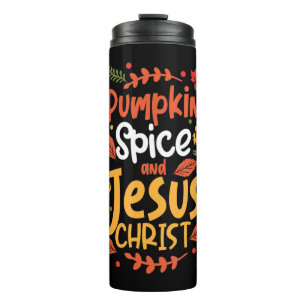 Garrafa Térmica Pumpkin Spice e Jesus Cristo Ação de Graças T-Shir