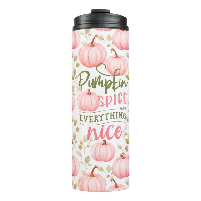Garrafa Térmica Pumpkin Spice Everything Nice Pink Pattern Fall (Frente)