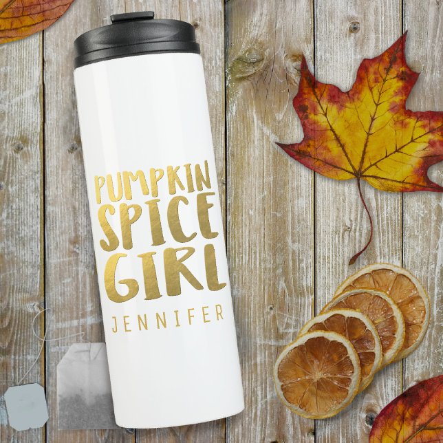 Garrafa Térmica Pumpkin Spice Girl Nome Personalizado Tumbler Térm (Criador carregado)