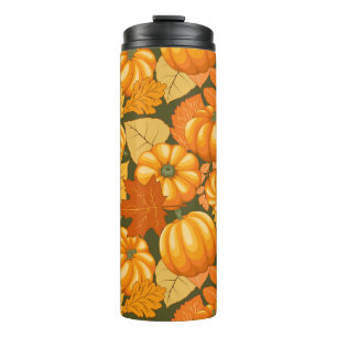Garrafa Térmica Pumpkins Patterno do Halloween em Fall Season