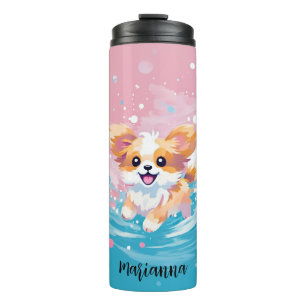 Garrafa Térmica Pup de Papillon Reproduzido: Lixo de Rosa e Azul