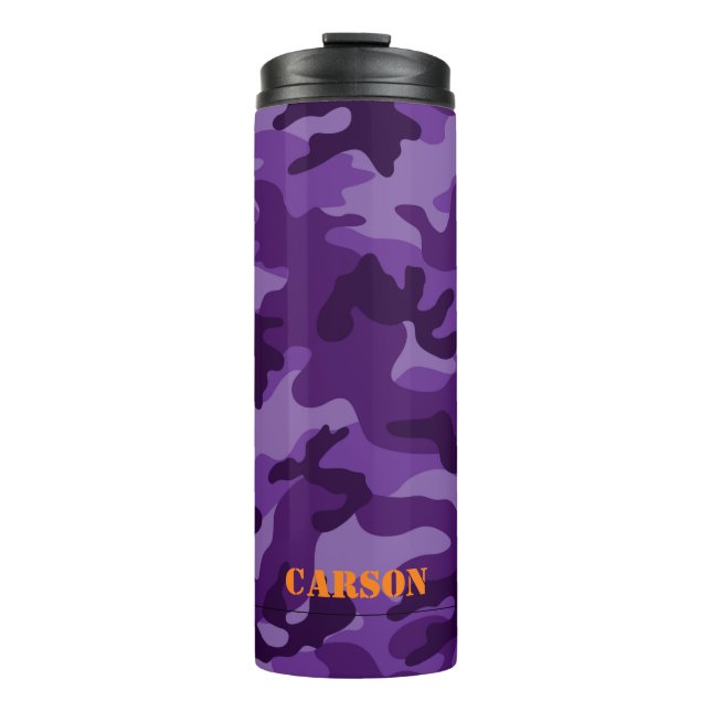 Garrafa Térmica Purple Camo Sports Modern Orange NAME Viagem (Frente)