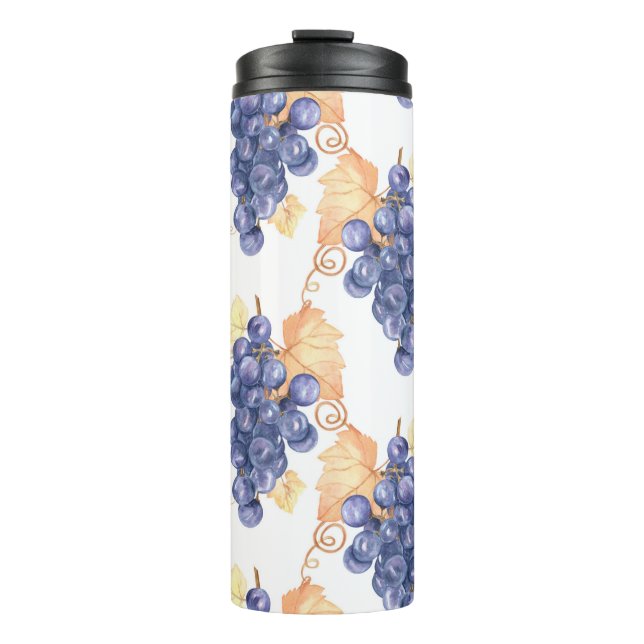 Garrafa Térmica Purple grapes seamless pattern on white isolated b (Frente)