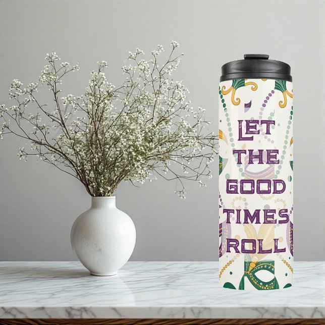 Garrafa Térmica Purple Green Gold Mardi Gras Mask Beads Artistic  (Purple Green Gold Mardi Gras Mask Beads Artistic Thermal Tumbler)