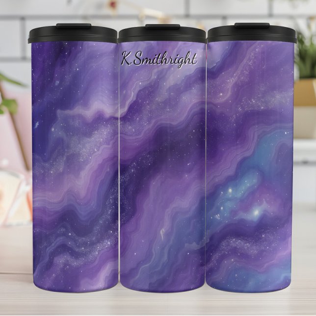 Garrafa Térmica Púrpura Cósmica - Padrão de brilho (Criador carregado)