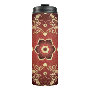 Garrafa Térmica Quadro redondo de Namorados Dourado-roxo