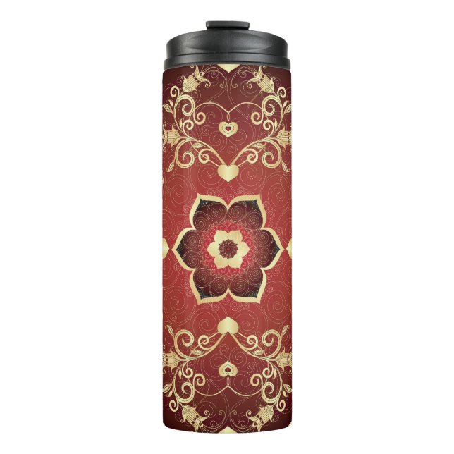 Garrafa Térmica Quadro redondo de Namorados Dourado-roxo (Frente)