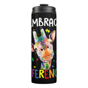 Garrafa Térmica Quebra-cabeça Piece Autism Giraffe Abraça Difere