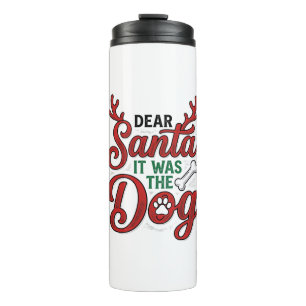 Garrafa Térmica Querido Papai Noel Foi O Cachorro Camisa De Natal 