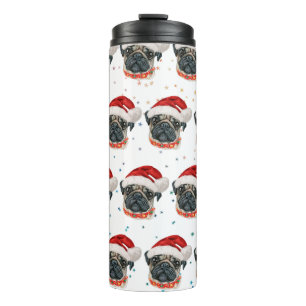 Garrafa Térmica Raça de Cachorro Pug Estrelas de Natal