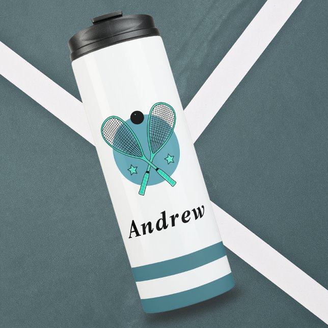 Garrafa Térmica Rackers de Raquetball em Esquadrão Nome das Crianç (Criador carregado)