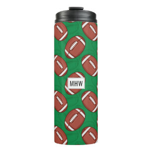 Garrafa Térmica Râguebi / Monograma personalizado do padrão de fut