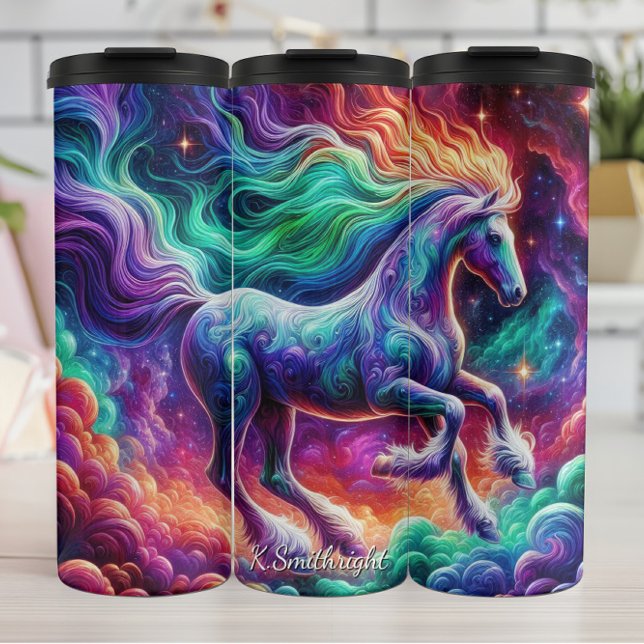 Garrafa Térmica Rainbow Cosmic Horse Flowing Mane (Criador carregado)