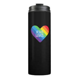 Garrafa Térmica Rainbow Gay Christian LGBTQ+ Jesus ama T-S
