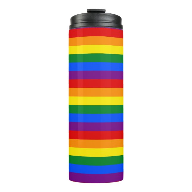 Garrafa Térmica Rainbow Stripes Orgulho gay Design Tumbler térmico (Frente)