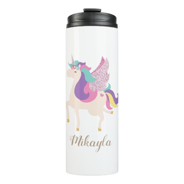 Garrafa Térmica Rainbow Unicorn Personalizado (Frente)