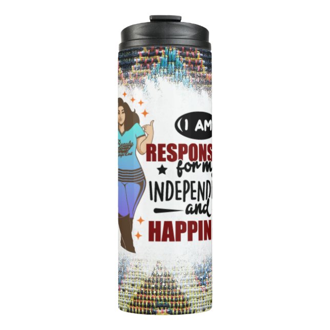 Garrafa Térmica Rainha negra melanina pãozinha afirmação amor (Frente)