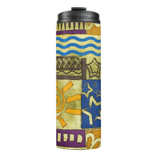 Garrafa Térmica Rajasthan Indian, Textura de tapete. (Frente)