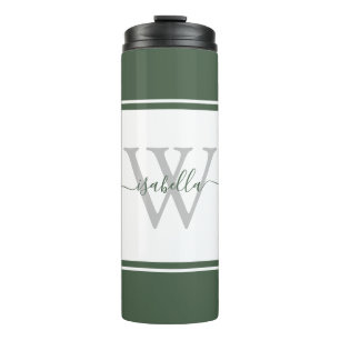 Garrafa Térmica Raly Modern Trendy Monograma Script Evergreen
