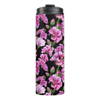 Garrafa Térmica Ramais de gerânio, bordos cor-de-água rosa.