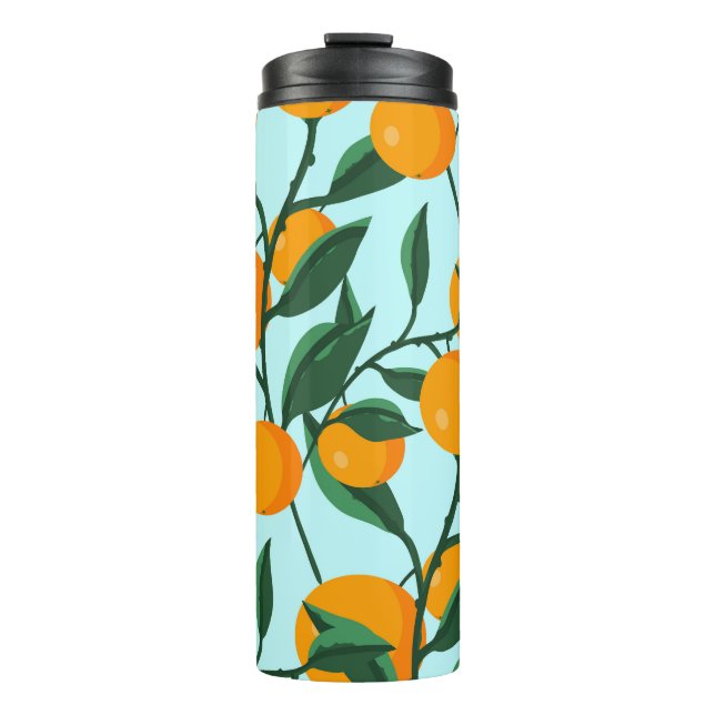 Garrafa Térmica Ramais de laranjas, impressão de citros. (Frente)