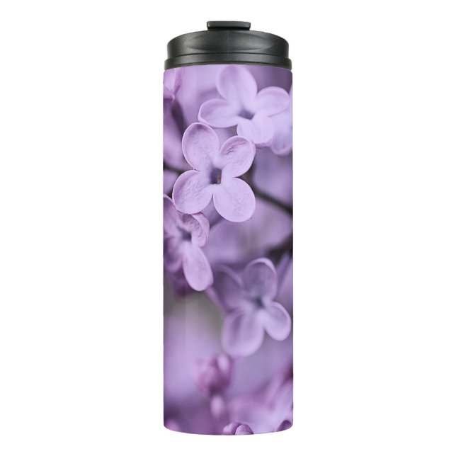 Garrafa Térmica Ramificações de Flor Lilás Roxo (Frente)