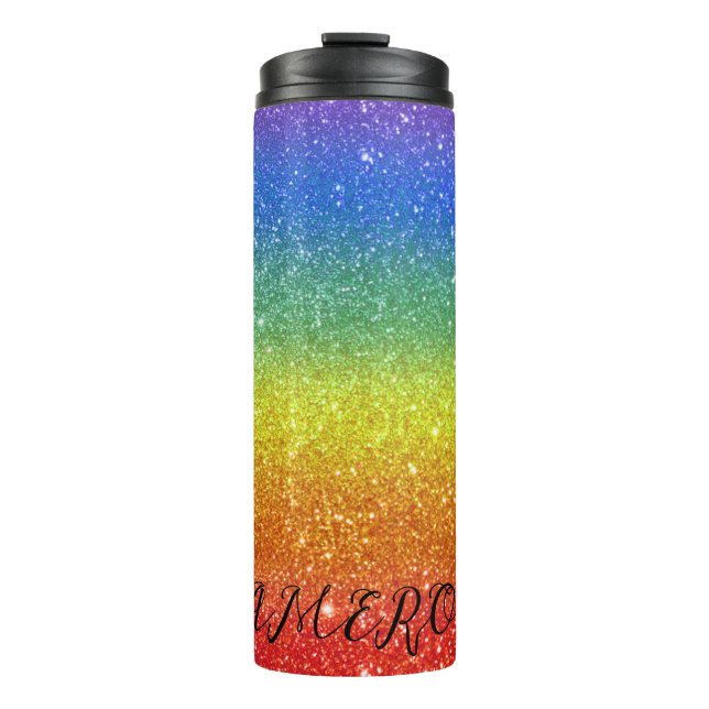 Garrafa Térmica Rascunho Glitter com Nome Personalizado (Frente)