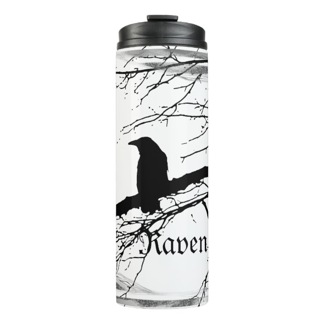 Garrafa Térmica Raven em preto e branco (Frente)