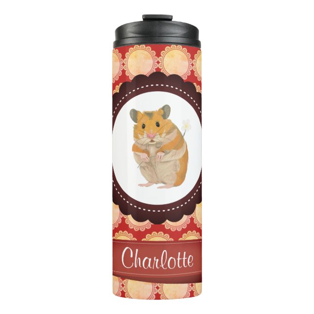 Garrafa Térmica Red Add Your Name Hamster (Frente)