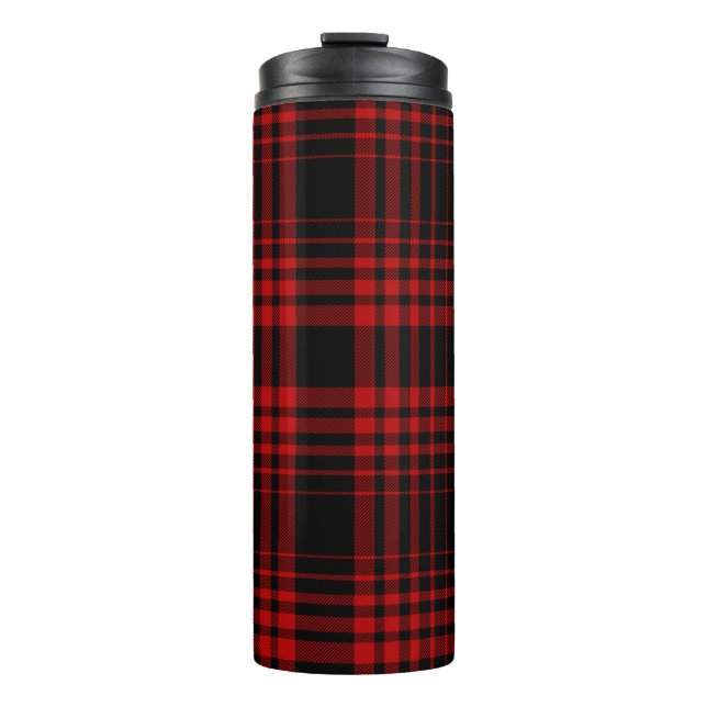 Garrafa Térmica Red and black tartan plaid Scottish seamless patte (Frente)