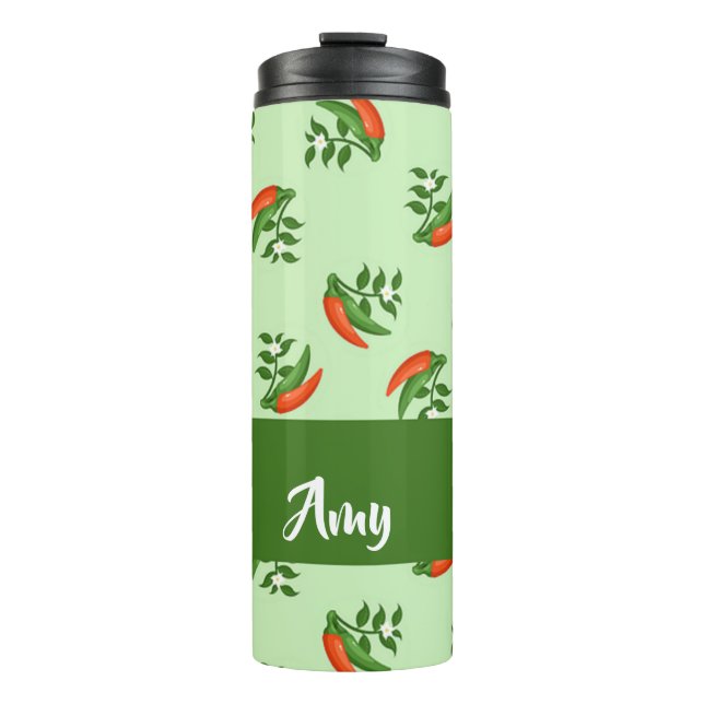 Garrafa Térmica Red and green chili peppers pattern (Frente)