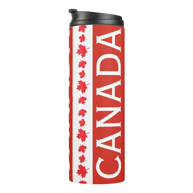 Garrafa Térmica Red and White Canada Tumbler – Maple Leaf Pattern (Rotação à direita)