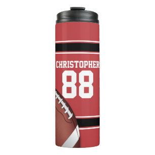 Garrafa Térmica Red Black and White Strips Futebol Jersey