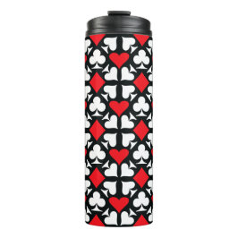 Garrafa Térmica Red, Black & White Playing Card Symbols Pattern