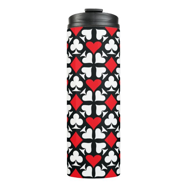 Garrafa Térmica Red, Black & White Playing Card Symbols Pattern (Frente)