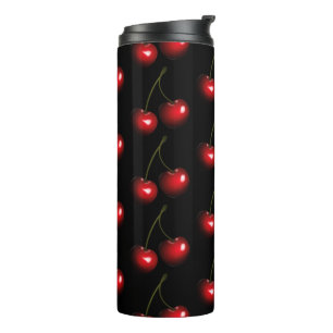 Garrafa Térmica Red Cherries Black Thermal Tumbler Escolher Cor
