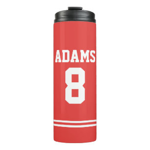 Garrafa Térmica Red Football Jersey com nome e número personalizad