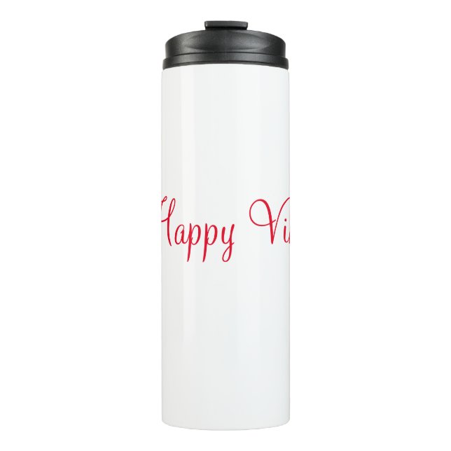 Garrafa Térmica Red Happy vibe simples caligrafia mínima (Frente)