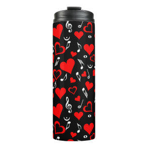 Garrafa Térmica Red Hearts and Music Notes
