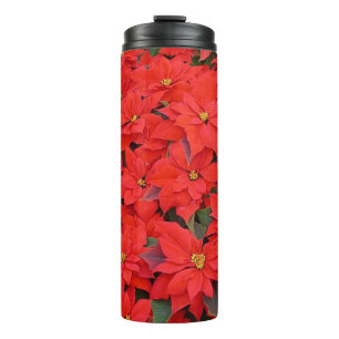 Garrafa Térmica Red Poinsettias I Festa Floral de Natal