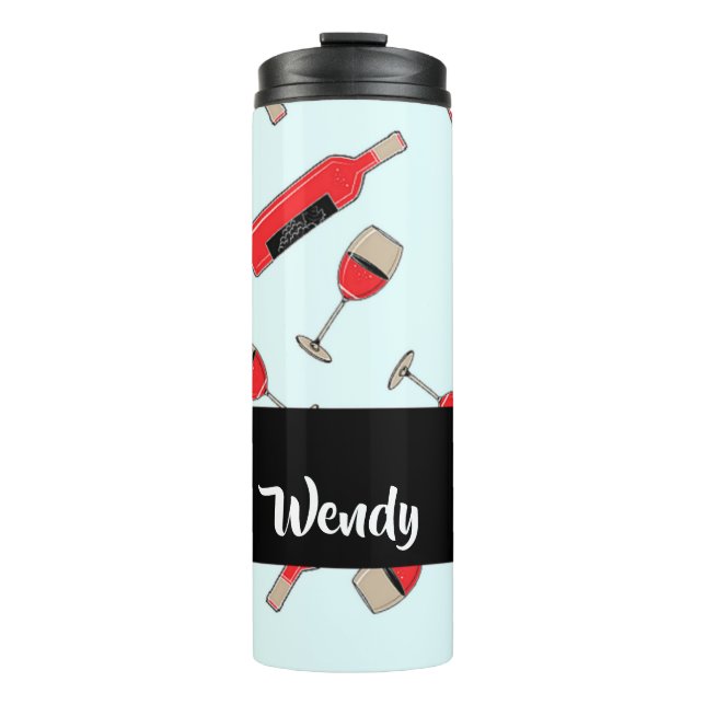 Garrafa Térmica Red wine bottles and glasses pattern (Frente)