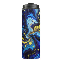 Garrafa Térmica Redemoinhos Vibrantes de Azul e Dourado 4