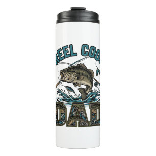Garrafa Térmica Reel Cool Dad Pesca de Robalo Design Vetorial Vint