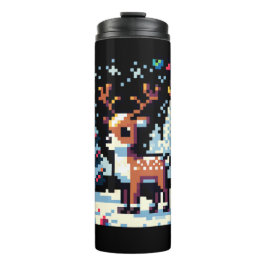 Garrafa Térmica Reindeer de Natal Winter Wonderland Pixel Art