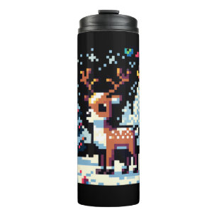 Garrafa Térmica Reindeer de Natal Winter Wonderland Pixel Art