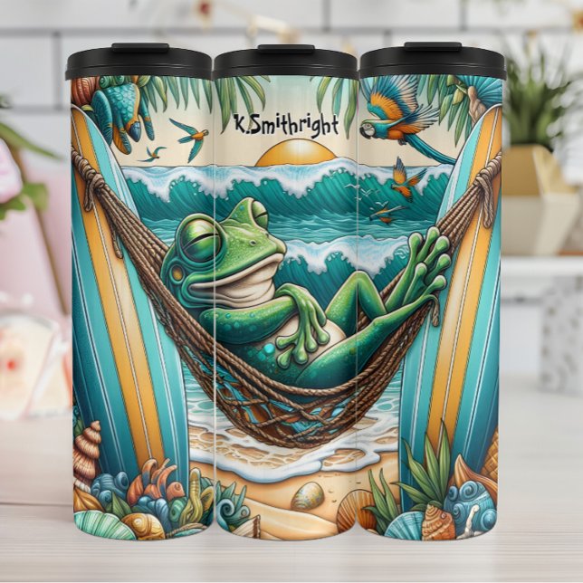 Garrafa Térmica Relaxamento do Sapo em Beach Hammock (Criador carregado)