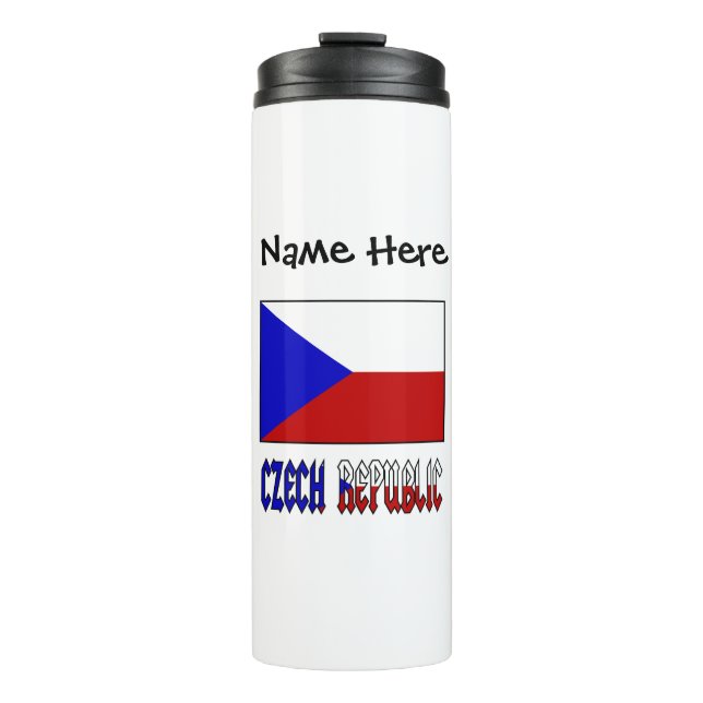 Garrafa Térmica República Tcheca e Bandeira Tcheca Personalizadas  (Frente)