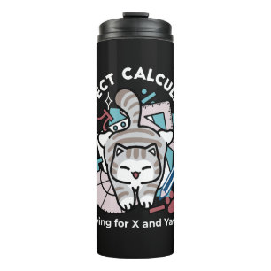 Garrafa Térmica Resolvendo para X e Bocejos – Gato Malhado Fofo Pi