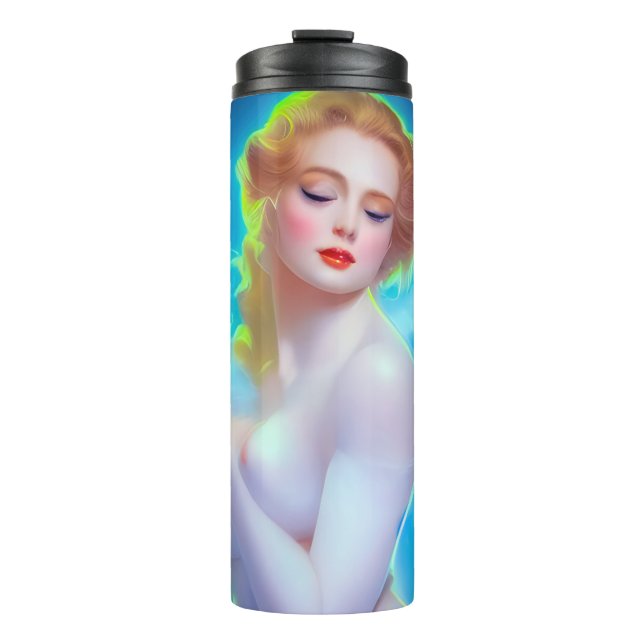 Garrafa Térmica Retrato da Deusa Eetérea - Fantasia Surreal (Frente)